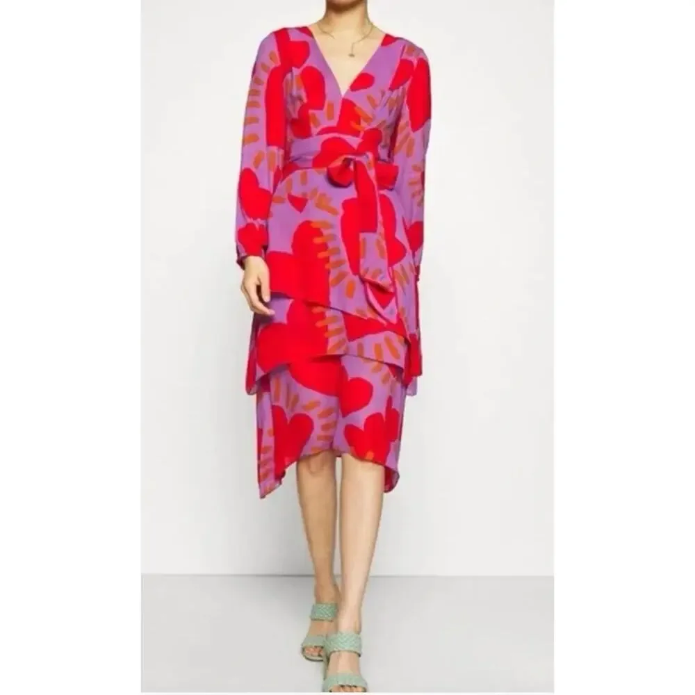 Farm Rio NEW Wild Hearts Layered Midi Dress, MED - Picture 1 of 9